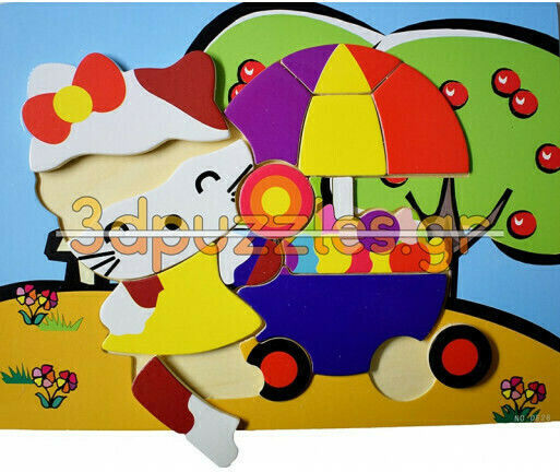 Ξύλινο Παιδικό Puzzle Σφηνώματα Hello Kitty για 2+ Ετών 6pcs Anelixi