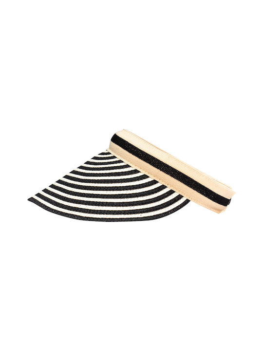 Women's Visor Hat Women's Visor Straw Black Ecru Striped