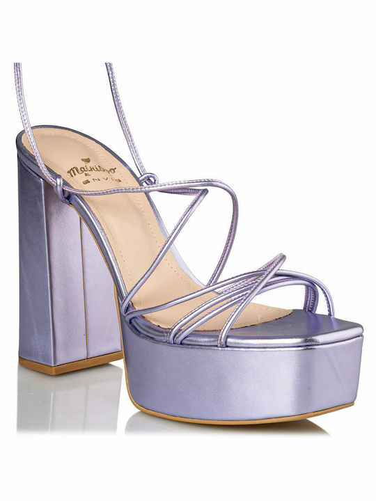 Mairiboo for Envie Platform Women's Sandals Purple with Chunky High Heel