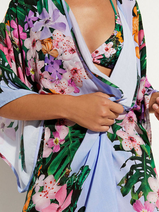 Desigual Amelia Γυναικείο Μακρύ Κιμονό Παραλίας Floral