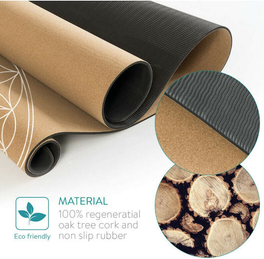 Navaris Flower of Life Exercise Mat Brown (183x61x0.5cm)