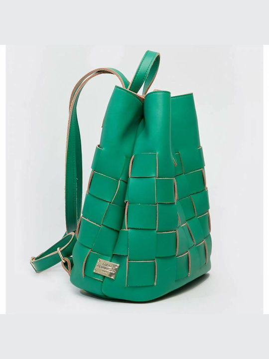 Elena Athanasiou Straw Backpack Geantă de damă De spate Verde