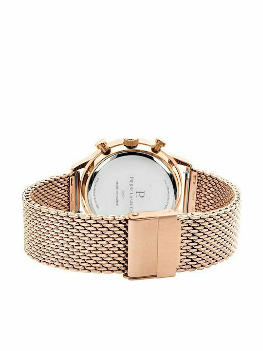 Pierre Lannier Herrenuhr 43mm Chronograph Batterie mit Rose Gold Metallarmband