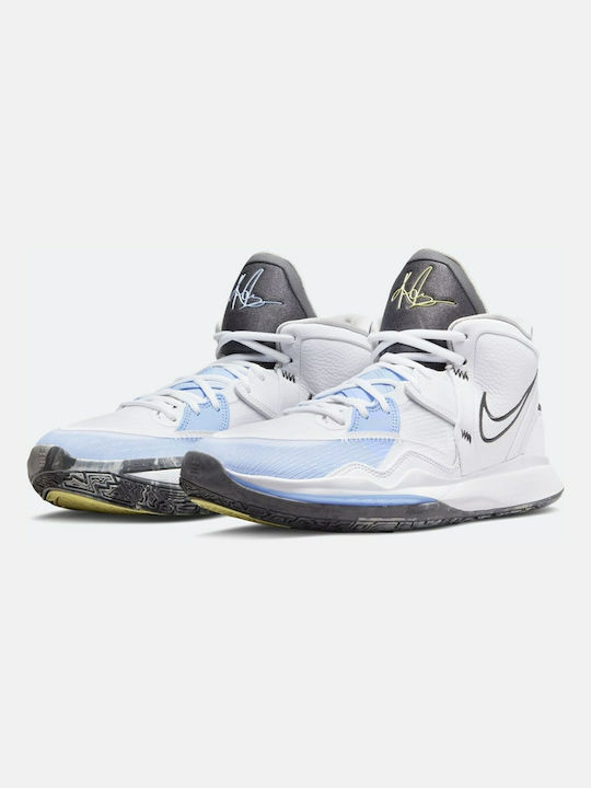 Nike Kyrie 8 Infinity Ψηλά Μπασκετικά Παπούτσια White / Iron Grey / Light Marine / Medium Blue