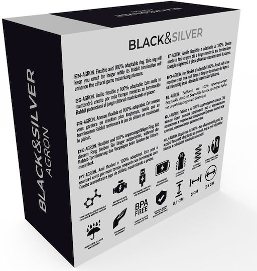 Dream Love Black & Silver Agron Vibrating Cock Ring Cock Silicon Black