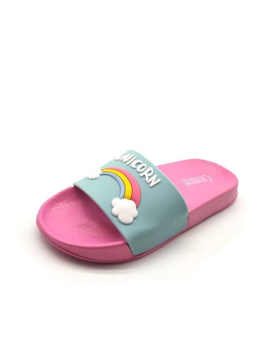 Kids' Slides Light Blue Unicorn