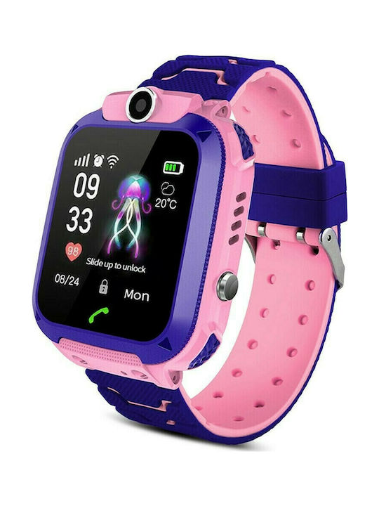 Smartwatch pentru copii cu GPS și curea din cauciuc/plastic Violet