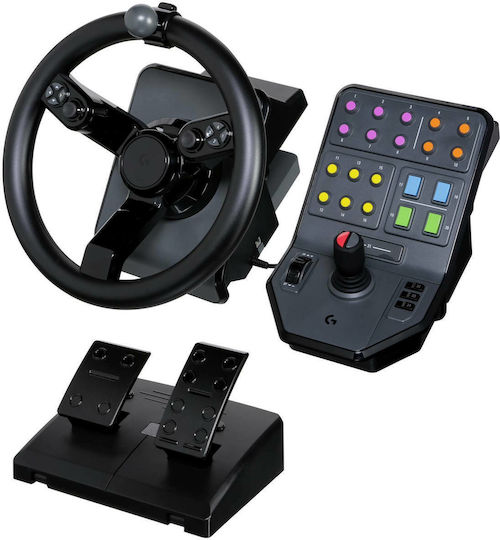 Logitech G Saitek Farm Sim Controller Bundle Volan cu Schimbător de Viteze și Pedale pentru PC cu 900° Grade de Rotire