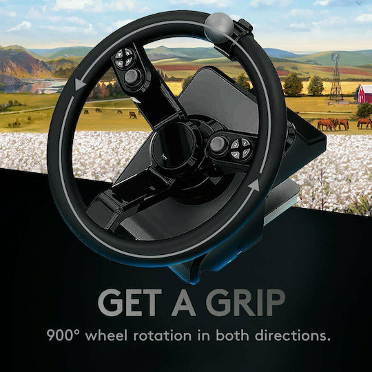 Logitech G Saitek Farm Sim Controller Bundle Volan cu Schimbător de Viteze și Pedale pentru PC cu 900° Grade de Rotire