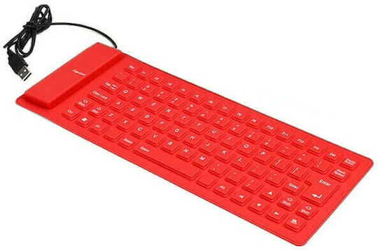 Silicone Keyboard Πληκτρολόγιο Αγγλικό US Κόκκινο