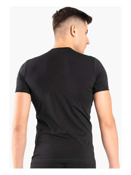 HERREN T-SHIRT AUS BAUMWOLLE MIT KURZEN ÄRMELN SPORTIES AA 54 - SCHWARZ