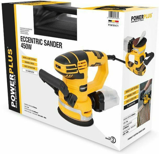 Powerplus POWX0471 Electric Eccentric Sander 125mm Electric 450W with Speed Control and with Suction System POWX0471