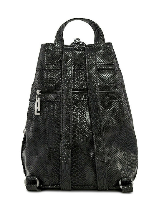 Black n' Metal Croco Pattern Damentasche Rucksack Black With Silver Grommet