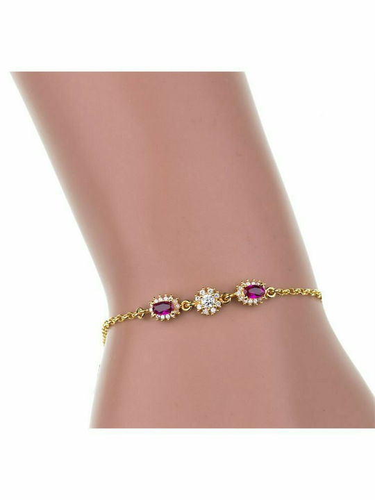 Gold plated silver rosette bracelet 925 with cubic zirconia stones