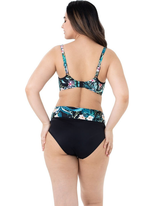 Bikini Slip Hohe Taille Schwarz