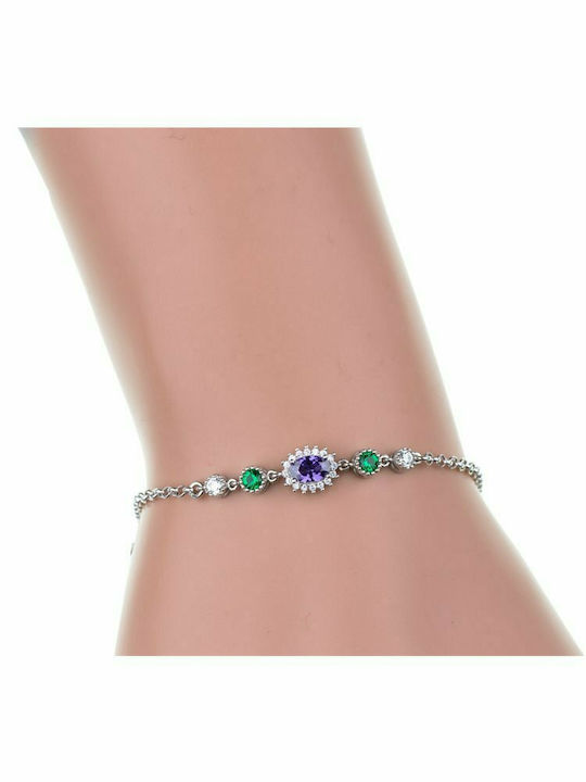 Bracelet rosette made of silver 925 with cubic zirconia stones