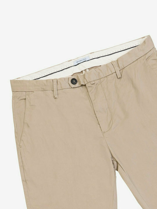 Gianni Lupo Men's Trousers Chino Elastic in Regular Fit Beige