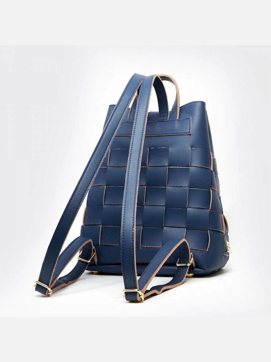 Elena Athanasiou Straw Women's Bag Backpack Navy Blue