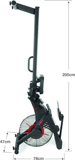 AMILA Rowing Machine ER7466P Οικιακή Κωπηλατική με Αντίσταση Αέρα για Χρήστη έως 130kg