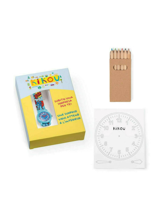 Kikou Kinder-Analoguhr mit Stoffarmband Blau