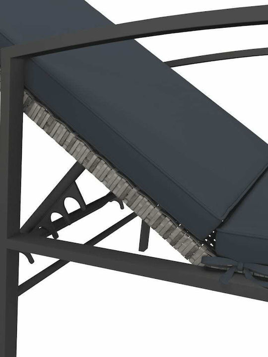 Liegestuhl Rattan mit Kissen Grey mit Tisch 2Stück 195x60x95cm.