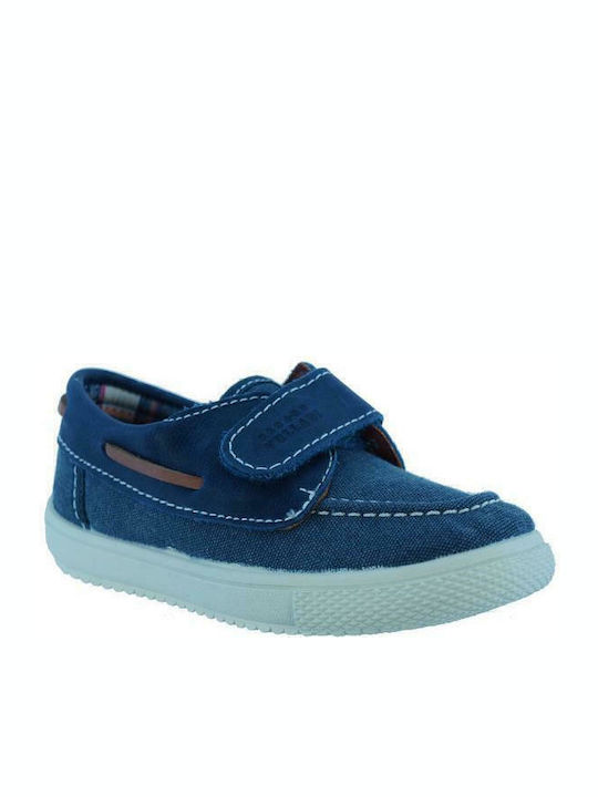 Boys Anatomic Leather Moccasins with Velcro Blue
