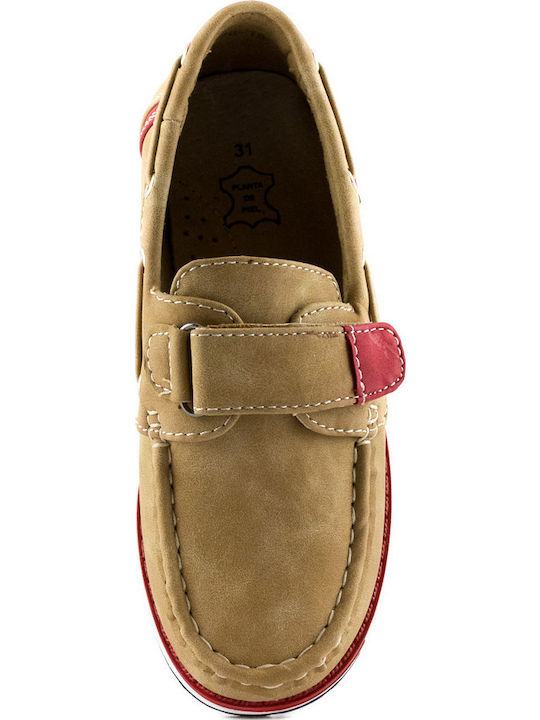 Boys Anatomic PU Leather Moccasins with Velcro Tabac Brown