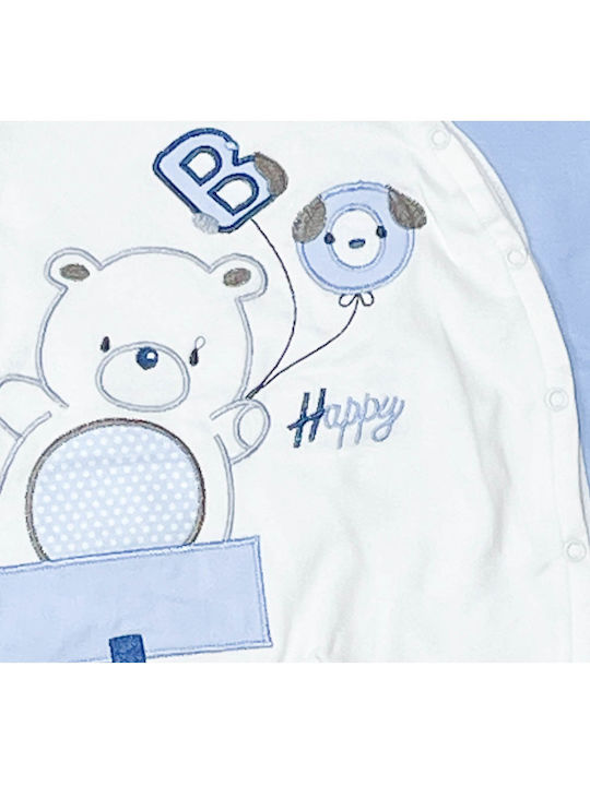 Baby overalls with teddy bear happy white-blue for boys (6-12 months)