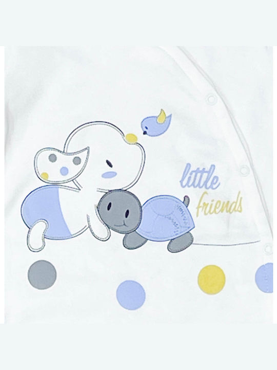 Baby overalls with polka dot animals white-blue for boys (6-12 months)