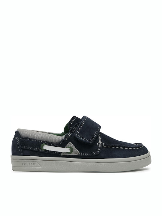 Boys Suede Moccasins with Velcro Djrock Navy Blue J025VA02210-C4248