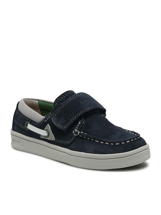 Boys Suede Moccasins with Velcro Djrock Navy Blue J025VA02210-C4248