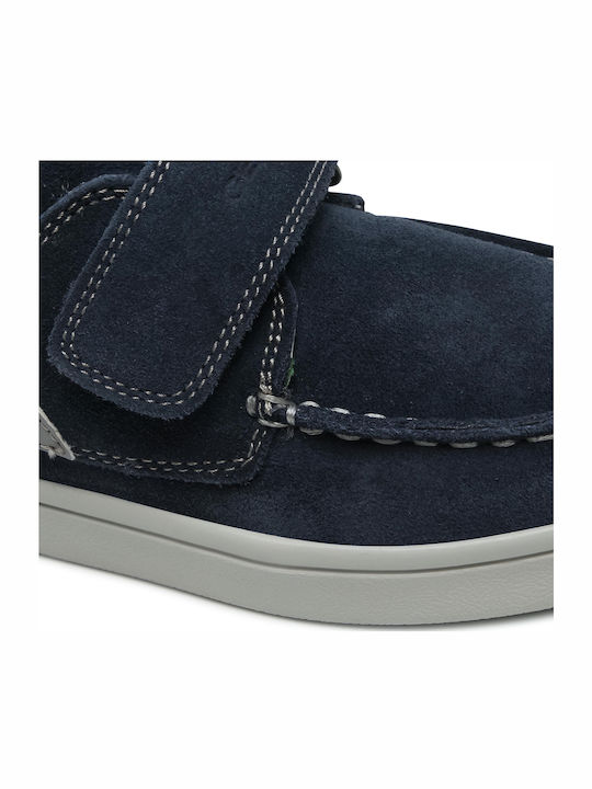 Boys Suede Moccasins with Velcro Djrock Navy Blue J025VA02210-C4248