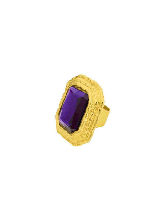 Δαχτυλίδι Grace purple επιχρυσωμένο ασήμι 925 KALEIDO