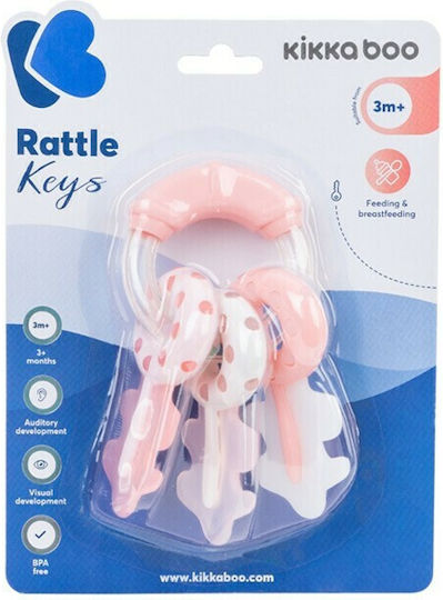Kikka Boo Κουδουνίστρα Rattle Keys για 3+ Μηνών Ροζ