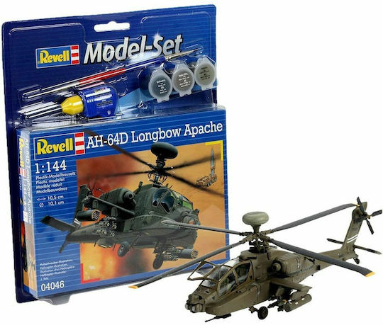 Revell AH-64D Longbow Apach Фигура за Моделизъм Хеликоптер Зелена 79 Части в Мащаб 1:144 с Лепило и Бои 10.5x10.1см.