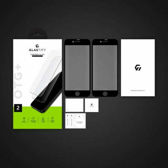 Glastify OTG+ Tempered Glass 2pcs Black (iPhone SE 2022 / 2020 / 8 / 7) GST016BLK