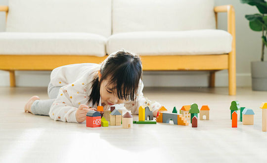 Plan Toys Cuburi De Construit La Țară Din Lemn Pentru 3+ Ani 42 Bucăți