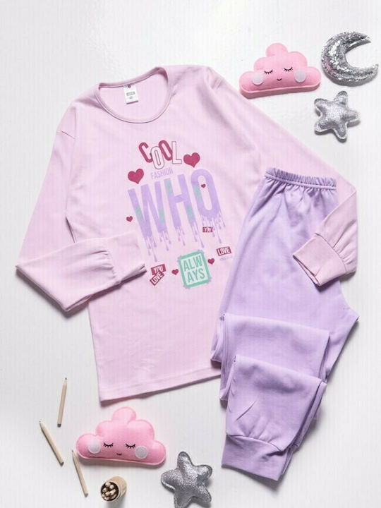 Nina Club Cool Fashion Set Top & Bottom Kids Winter Cotton Pyjamas Pink