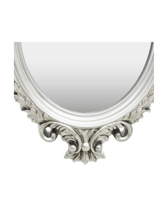 vidaXL Wall Mirror Oval with Silver Plastic Frame 76x56cm 1pcs