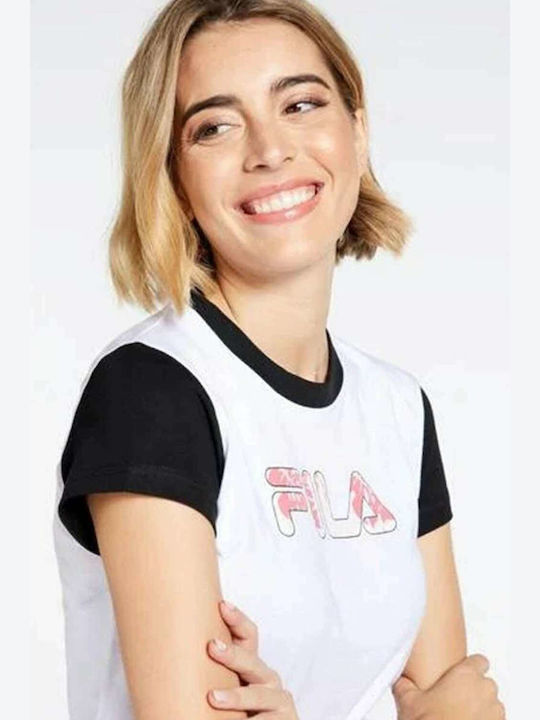 Kalli Γυναικείο Καλοκαιρινό Crop Top Βαμβακερό Κοντομάνικο Floral Λευκό