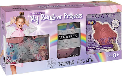 Tangle Teezer My Rainbow Princess Gift Set Κουτί Δώρου Foamie Kids 2in1 Bar Τurtally Cool Μπάρα Καθαρισμού & Περιποίησης Care Set & Invisibobble Kids Kids Hair Accessories & Tangle Teezer Small Original Children Pink Unicorn Kids Hairbrush 3+ years 3pcs