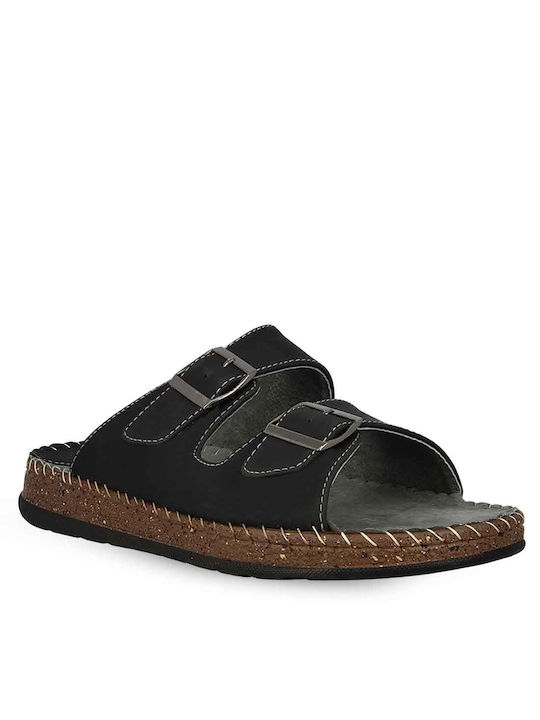 Parex Men's Leather Sandals Black