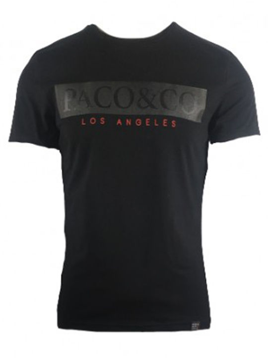 Paco & Co Ανδρικό T-shirt Μαύρο με Λογότυπο