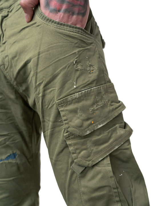 59 Casano Men's Cargo Pants Elastic in Slim Fit Khaki