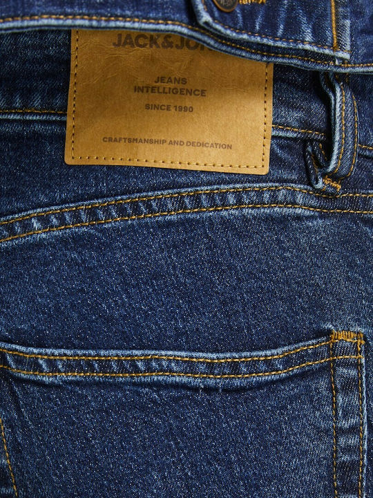Men's Cropped Jeans Pants with Loose Tapered Fit Blue