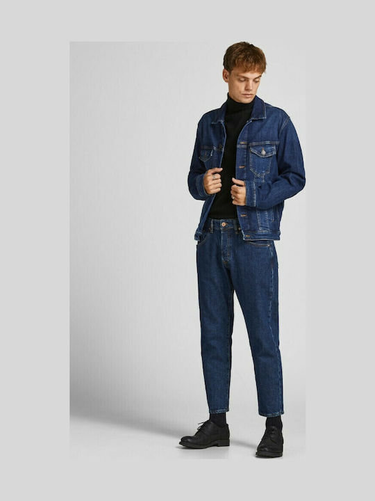 Men's Cropped Jeans Pants with Loose Tapered Fit Blue