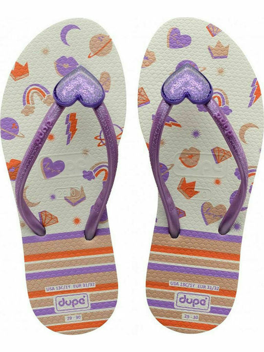 Kids' Flip Flops Purple Hearts