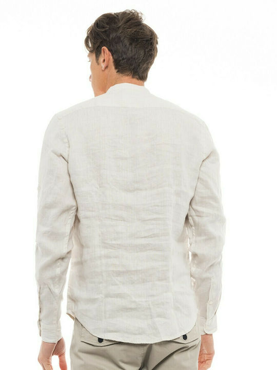 Splendid Men's Shirt Long Sleeve Linen Beige