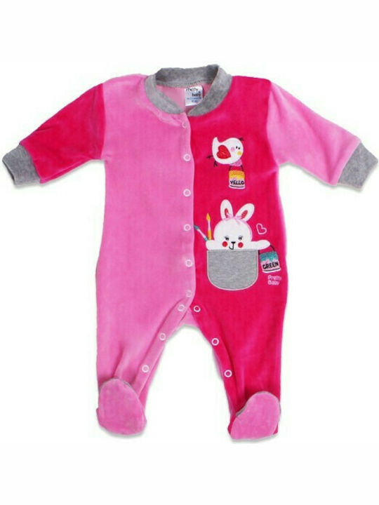 Pretty Baby Baby Bodysuit Set Long-Sleeved Velvet Fuchsia