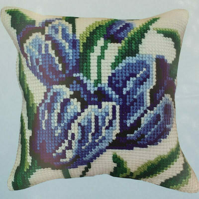 Gobelin L "Μπλε Λουλούδια" Blue Embroidery 35x35cm 01.160